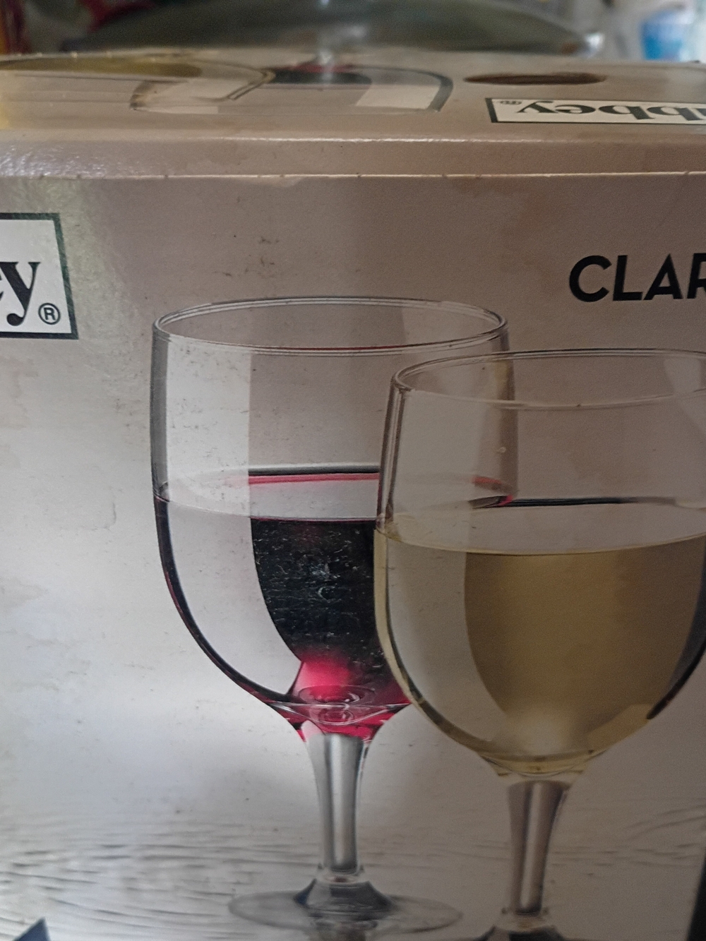 Libbey Clear Wine Goblet Glasses with Pink and Pale Yellow Tones